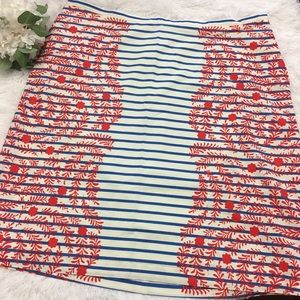 Boden A-Line Skirt in Red and Blue Floral Stripes